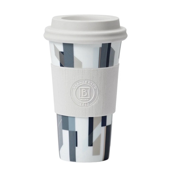 Bernardaud Nomad Mug with Black and Gray Geometric Design